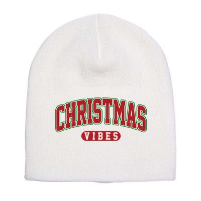 Retro Christmas Vibes Short Acrylic Beanie