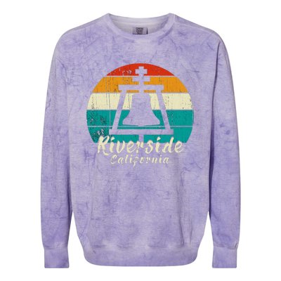 Riverside California Vintage Design With Sunset Colorblast Crewneck Sweatshirt