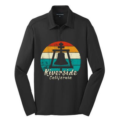 Riverside California Vintage Design With Sunset Silk Touch Performance Long Sleeve Polo