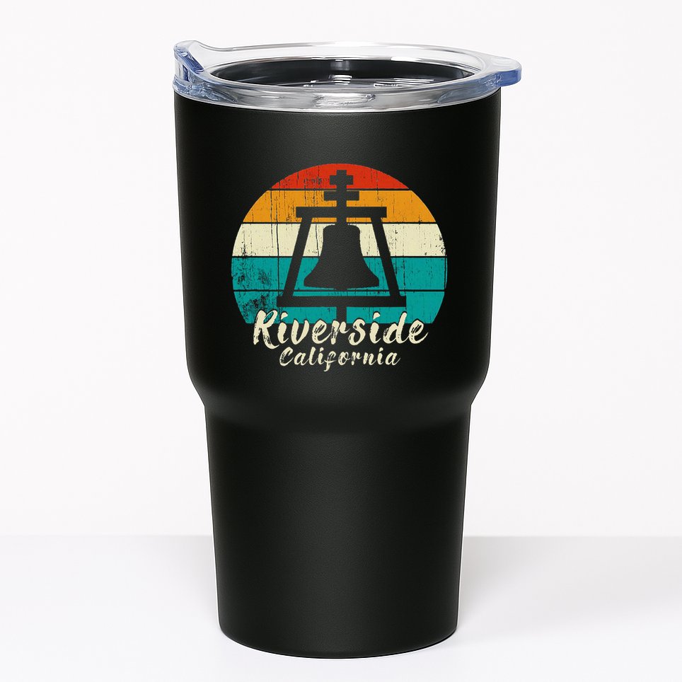 Riverside California Vintage Design With Sunset Tumbler
