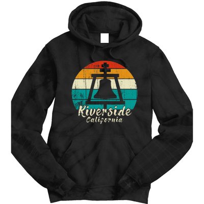 Riverside California Vintage Design With Sunset Tie Dye Hoodie