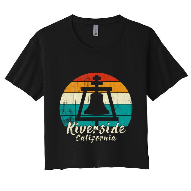 Riverside California Vintage Design With Sunset Crop Top