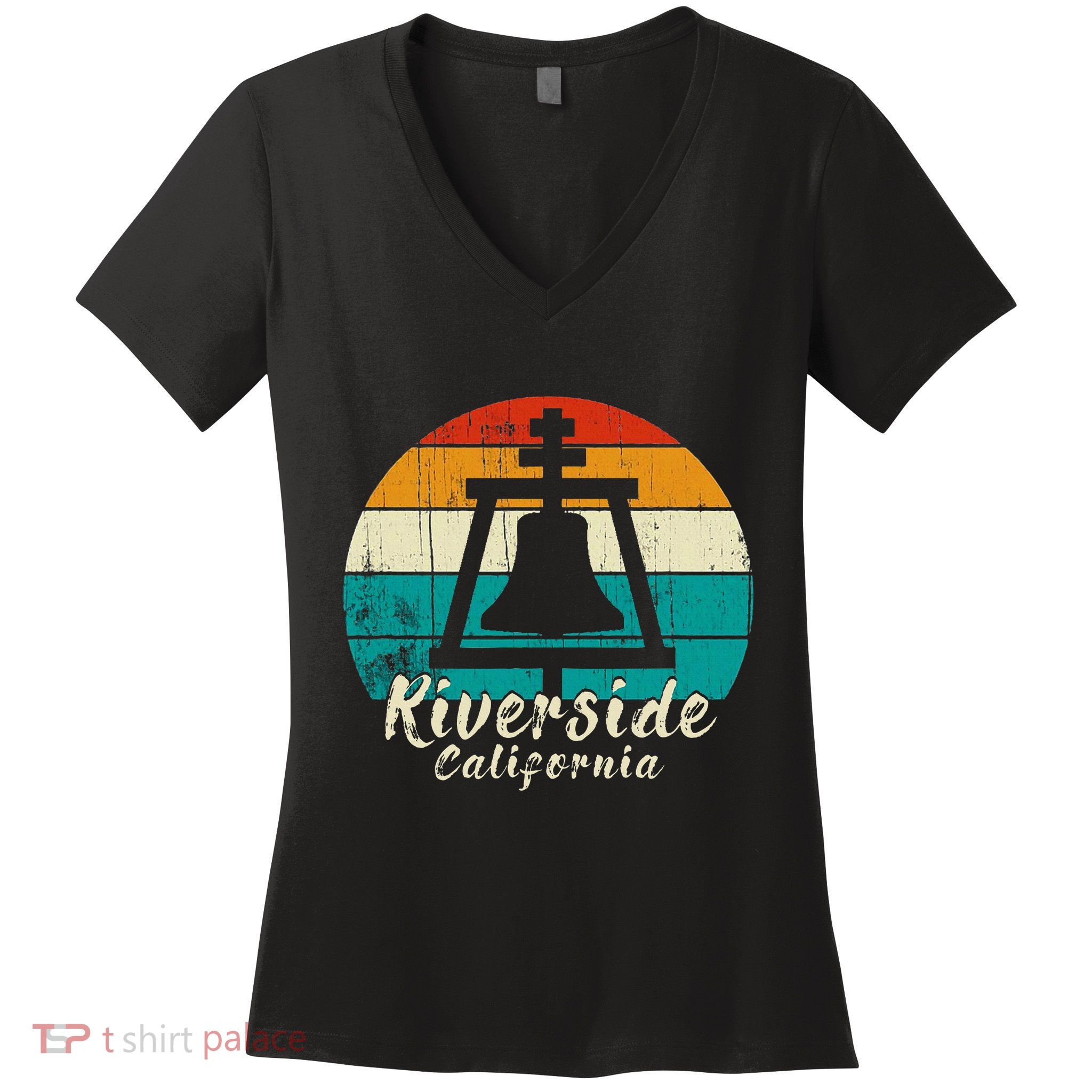 Riverside California Vintage Design With Sunset Women's V-Neck T-Shirt