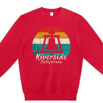 Riverside California Vintage Design With Sunset Premium Crewneck Sweatshirt