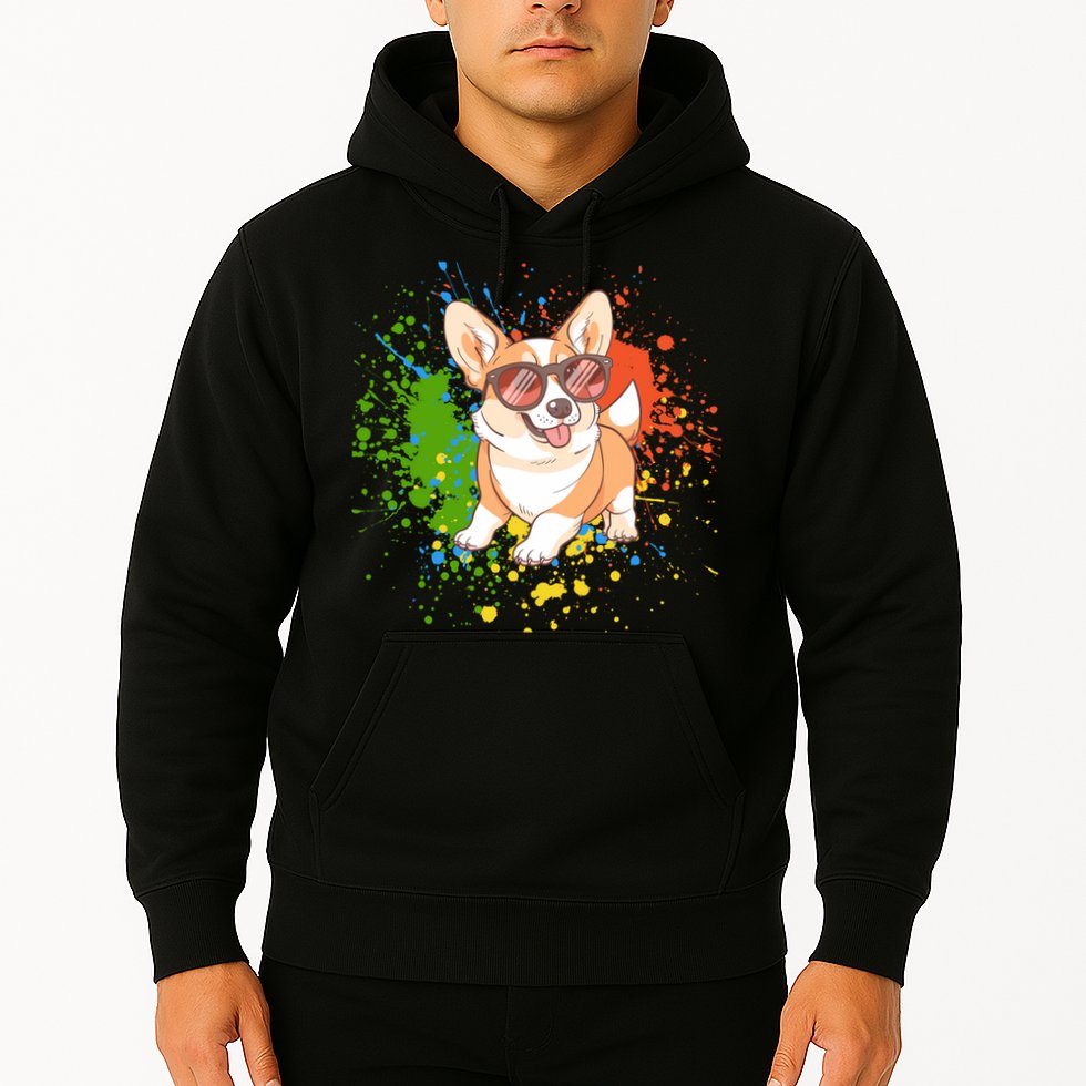 Retro Corgi Vibes – Hipster Dog with Sunglasses Hoodie