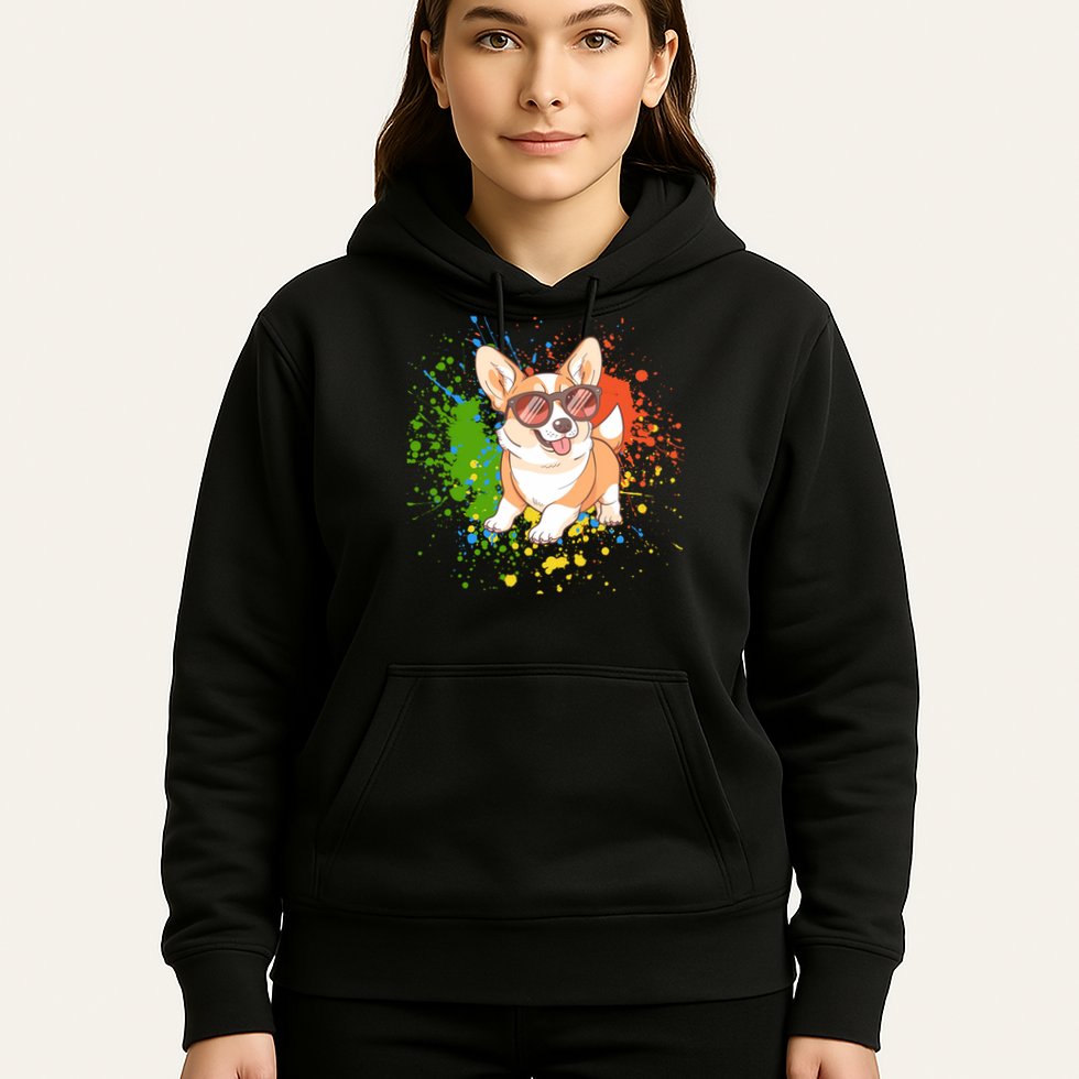 Retro Corgi Vibes – Hipster Dog with Sunglasses Hoodie
