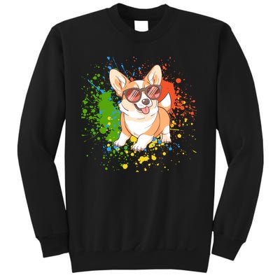 Retro Corgi Vibes – Hipster Dog with Sunglasses Sweatshirt