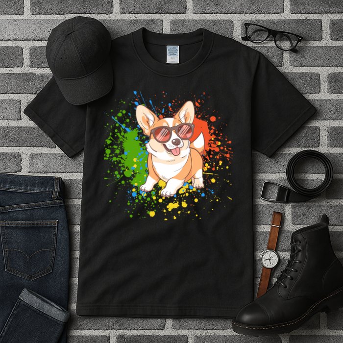 Retro Corgi Vibes – Hipster Dog with Sunglasses Tall T-Shirt