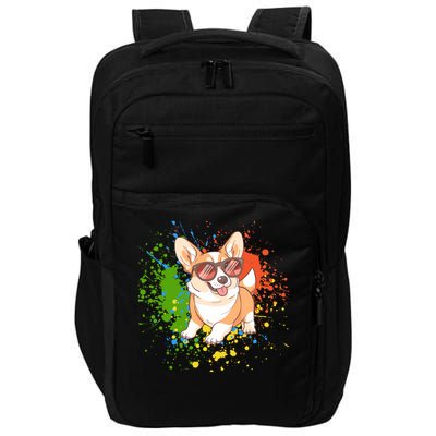 Retro Corgi Vibes – Hipster Dog with Sunglasses Impact Tech Backpack