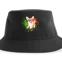Retro Corgi Vibes – Hipster Dog with Sunglasses Sustainable Bucket Hat