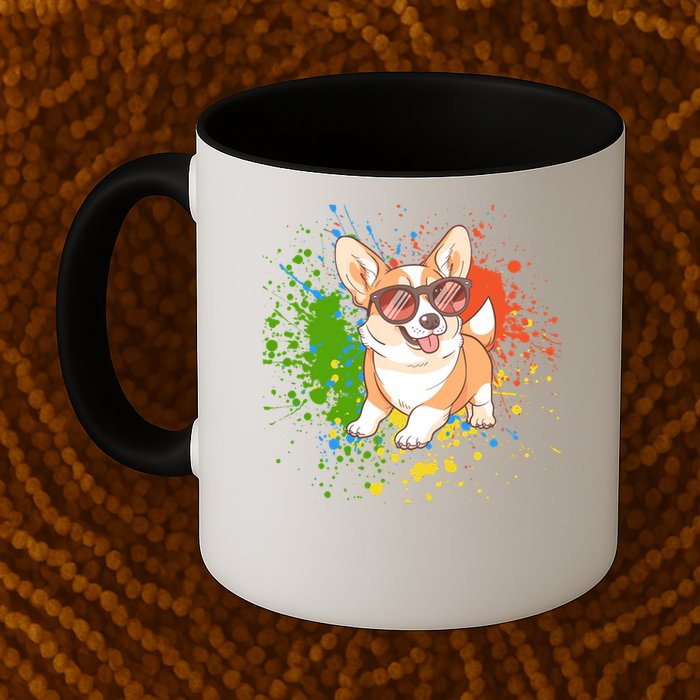 Retro Corgi Vibes – Hipster Dog with Sunglasses Mug