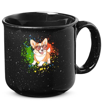 Retro Corgi Vibes – Hipster Dog with Sunglasses 15oz Campfire Ceramic Mug