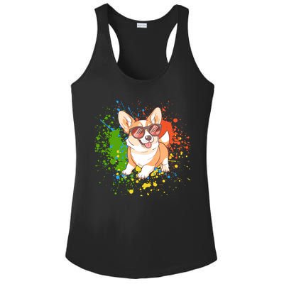 Retro Corgi Vibes – Hipster Dog with Sunglasses Ladies PosiCharge Competitor Racerback Tank