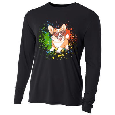 Retro Corgi Vibes – Hipster Dog with Sunglasses Cooling Performance Long Sleeve Crew