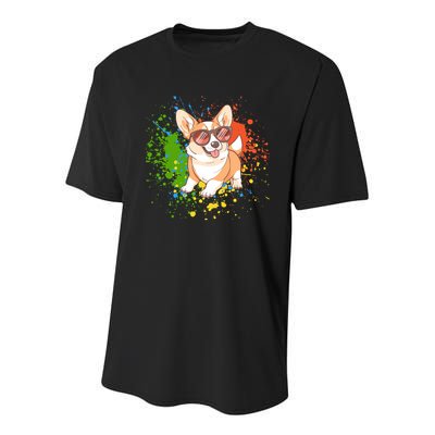Retro Corgi Vibes – Hipster Dog with Sunglasses Youth Performance Sprint T-Shirt