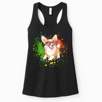 Retro Corgi Vibes – Hipster Dog with Sunglasses Womens Tank Top