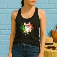 Retro Corgi Vibes – Hipster Dog with Sunglasses Womens Tank Top