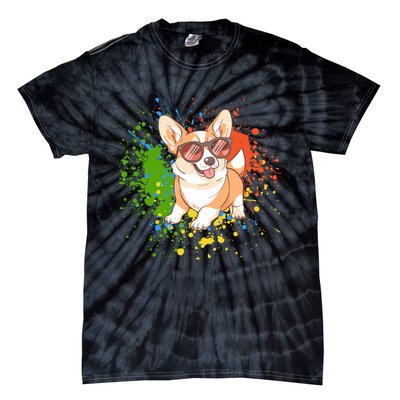 Retro Corgi Vibes – Hipster Dog with Sunglasses Tie-Dye T-Shirt