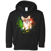 Retro Corgi Vibes – Hipster Dog with Sunglasses Toddler Hoodie