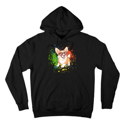 Retro Corgi Vibes – Hipster Dog with Sunglasses Tall Hoodie