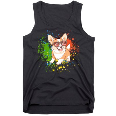Retro Corgi Vibes – Hipster Dog with Sunglasses Tank Top