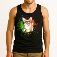 Retro Corgi Vibes – Hipster Dog with Sunglasses Tank Top