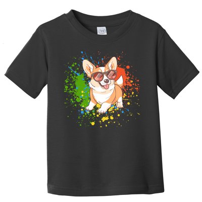 Retro Corgi Vibes – Hipster Dog with Sunglasses Toddler T-Shirt