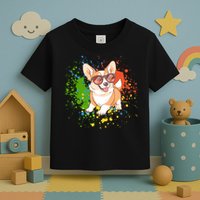 Retro Corgi Vibes – Hipster Dog with Sunglasses Toddler T-Shirt