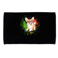 Retro Corgi Vibes – Hipster Dog with Sunglasses Microfiber Hand Towel