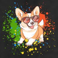 Retro Corgi Vibes – Hipster Dog with Sunglasses Microfiber Hand Towel