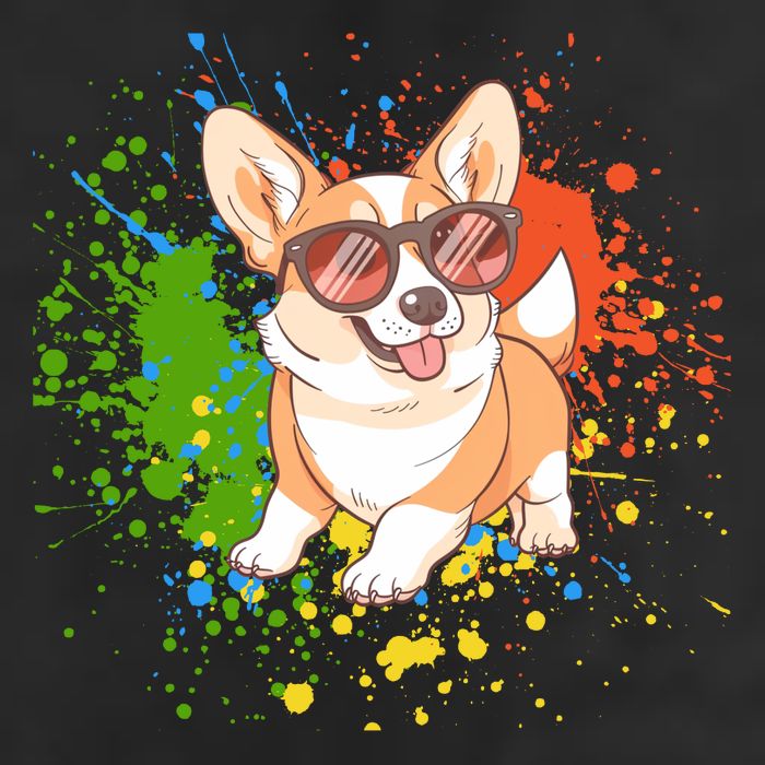 Retro Corgi Vibes – Hipster Dog with Sunglasses Microfiber Hand Towel