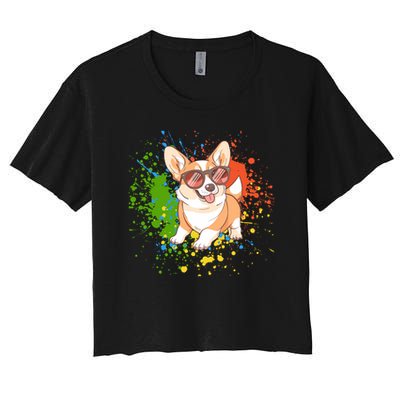 Retro Corgi Vibes – Hipster Dog with Sunglasses Crop Top