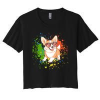 Retro Corgi Vibes – Hipster Dog with Sunglasses Crop Top