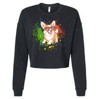 Retro Corgi Vibes – Hipster Dog with Sunglasses Cropped Pullover Crew