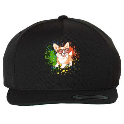 Retro Corgi Vibes – Hipster Dog with Sunglasses Wool Snapback Cap