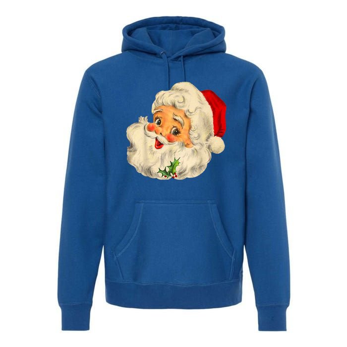 Retro Cool Vintage Christmas Santa Claus Face Great Gift Premium Hoodie