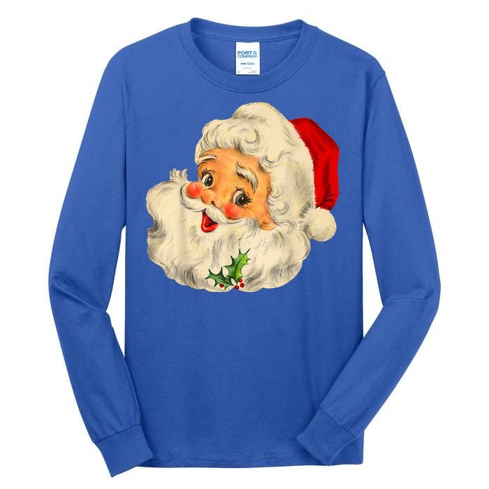 Retro Cool Vintage Christmas Santa Claus Face Great Gift Tall Long Sleeve T-Shirt