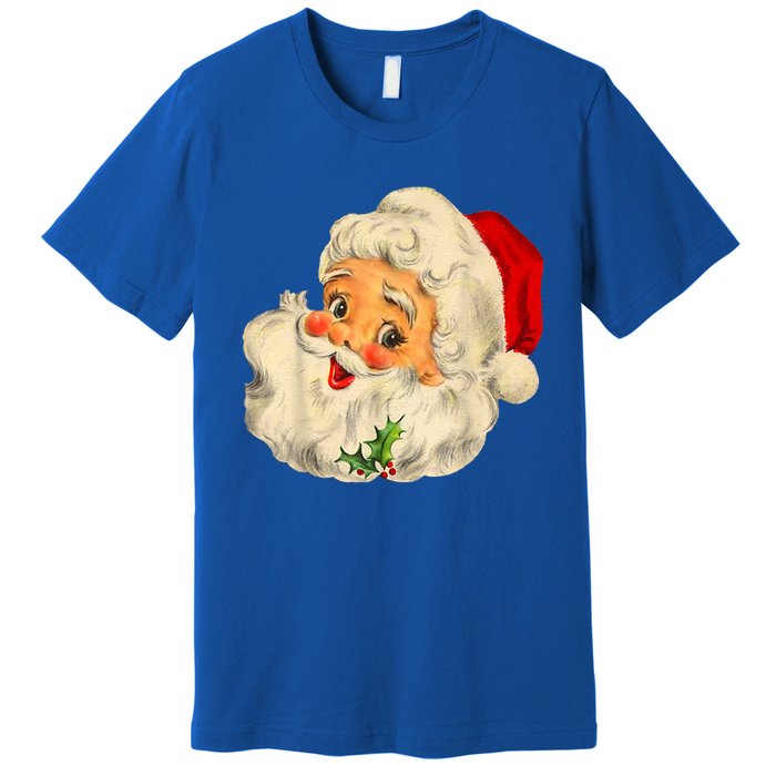 Retro Cool Vintage Christmas Santa Claus Face Great Gift Premium T-Shirt