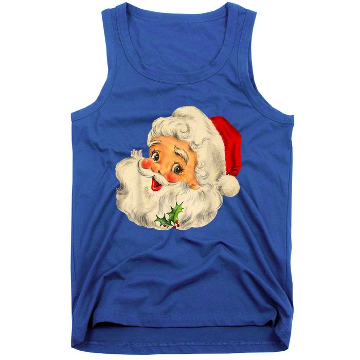 Retro Cool Vintage Christmas Santa Claus Face Great Gift Tank Top