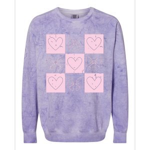 Retro Checkered ValentineS Day Coquette Valentines Colorblast Crewneck Sweatshirt