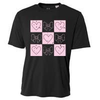 Retro Checkered ValentineS Day Coquette Valentines Cooling Performance Crew T-Shirt