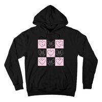 Retro Checkered ValentineS Day Coquette Valentines Hoodie