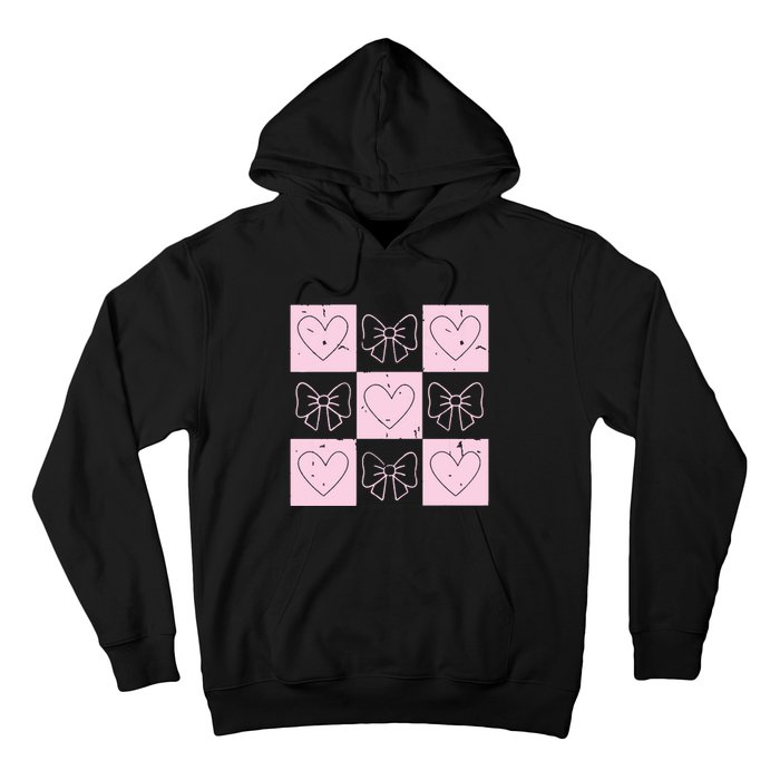 Retro Checkered ValentineS Day Coquette Valentines Hoodie