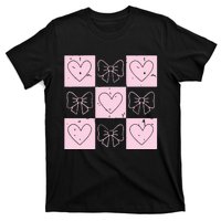 Retro Checkered ValentineS Day Coquette Valentines T-Shirt