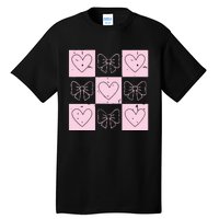 Retro Checkered ValentineS Day Coquette Valentines Tall T-Shirt