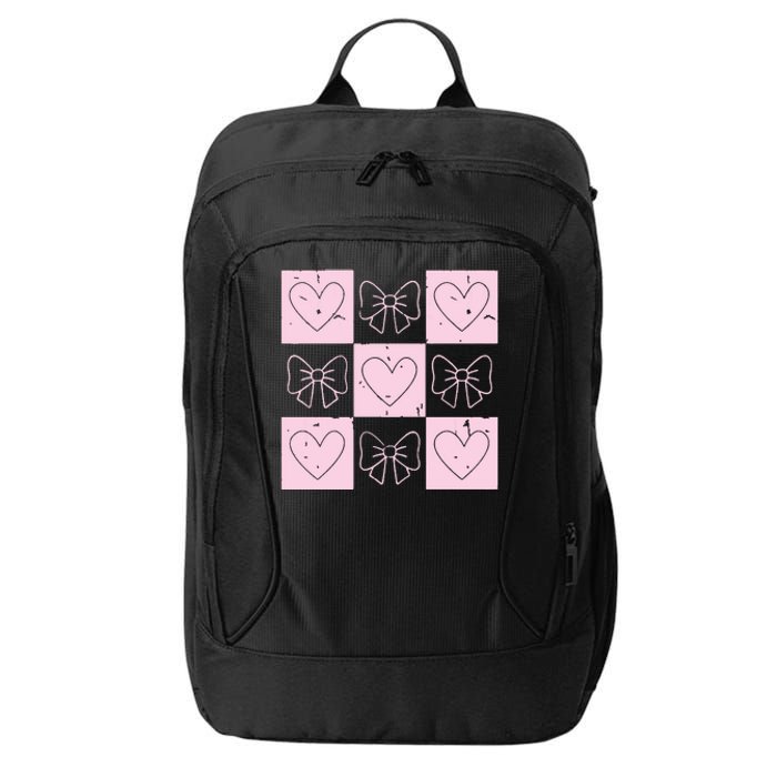 Retro Checkered ValentineS Day Coquette Valentines City Backpack