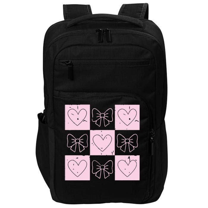 Retro Checkered ValentineS Day Coquette Valentines Impact Tech Backpack