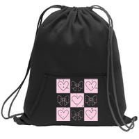 Retro Checkered ValentineS Day Coquette Valentines Sweatshirt Cinch Pack Bag