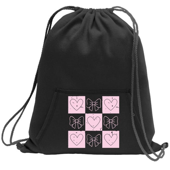 Retro Checkered ValentineS Day Coquette Valentines Sweatshirt Cinch Pack Bag