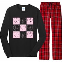 Retro Checkered ValentineS Day Coquette Valentines Long Sleeve Pajama Set